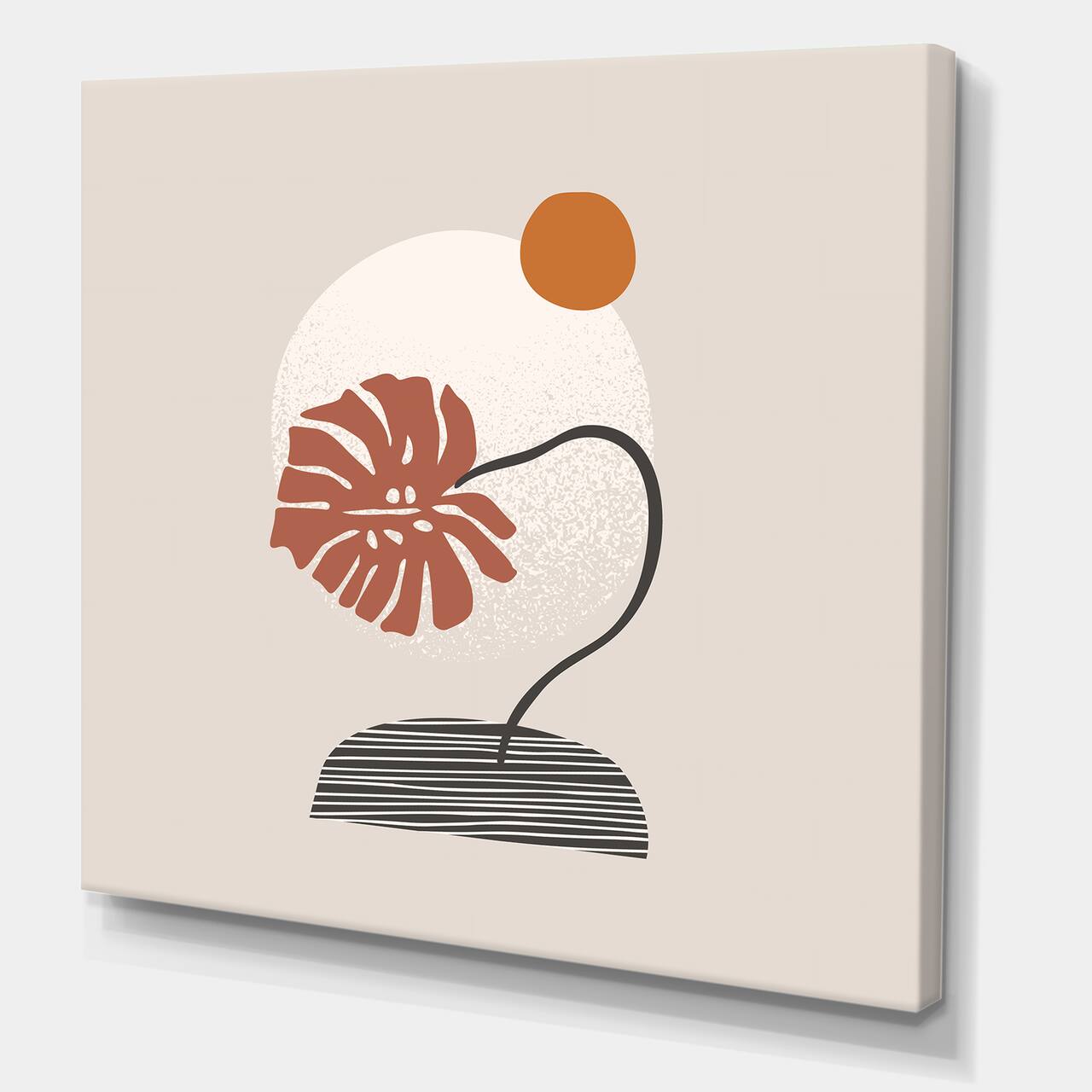 Designart - Tropical Palm Leaf &#x26; Abstract Geometry Shapes III - Modern Canvas Wall Art Print